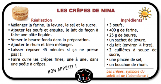 Recette des crêpes de Nina